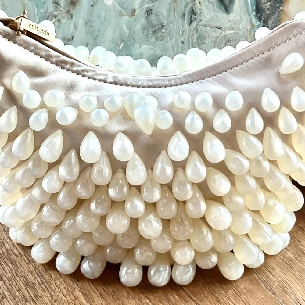 🌺🎉HP🌺 NWT Cult Gaia Gia Satin Shoulder Bag Ivory - Picture 8 of 16